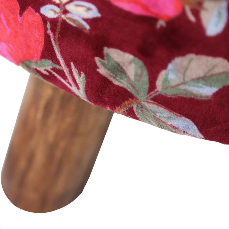 Stool structure wooden with cotton velvet 60cm