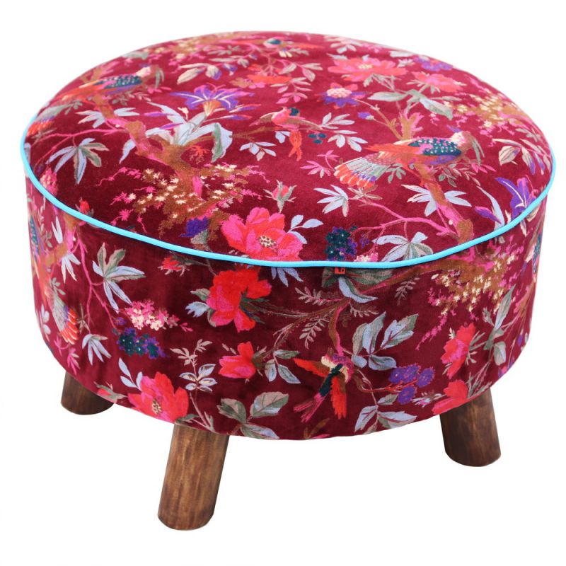 Stool structure wooden with cotton velvet 60cm