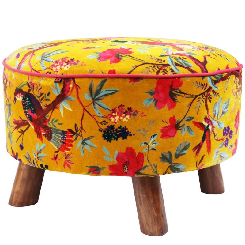 Stool structure wooden with cotton velvet 60cm