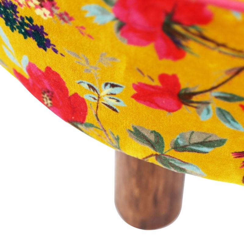 Stool structure wooden with cotton velvet 60cm