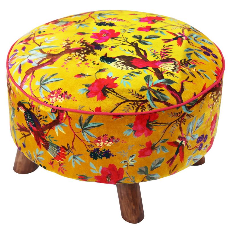 Stool structure wooden with cotton velvet 60cm