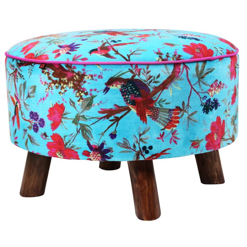 Stool structure wooden with cotton velvet 60cm