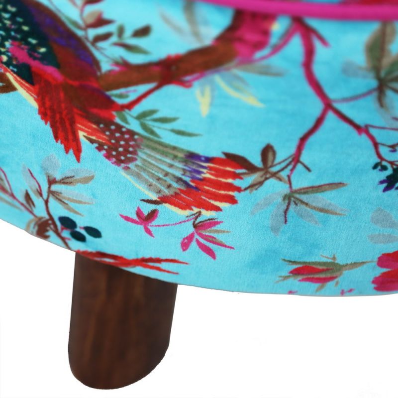 Stool structure wooden with cotton velvet 60cm
