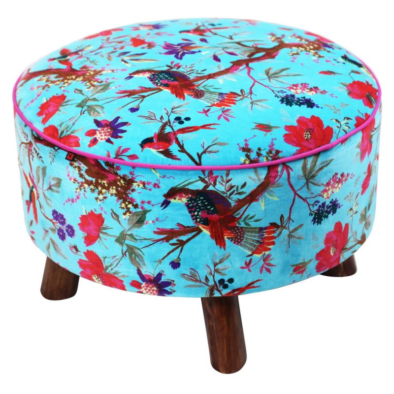 Stool structure wooden with cotton velvet 60cm