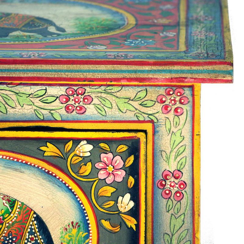 Hand Painted Elephant 2 Drawer Cabinet 40 x 30 x 60cm