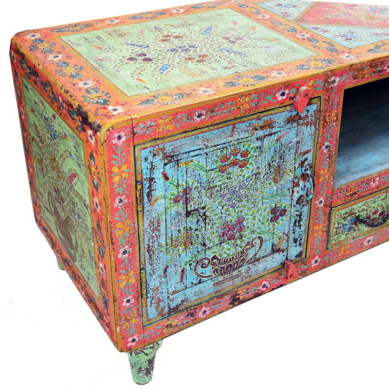 Hand painted cabinet, 2 doors, 2 drawers 150x46x61cm