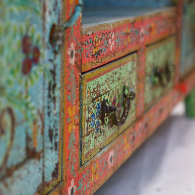 Hand painted cabinet, 2 doors, 2 drawers 150x46x61cm