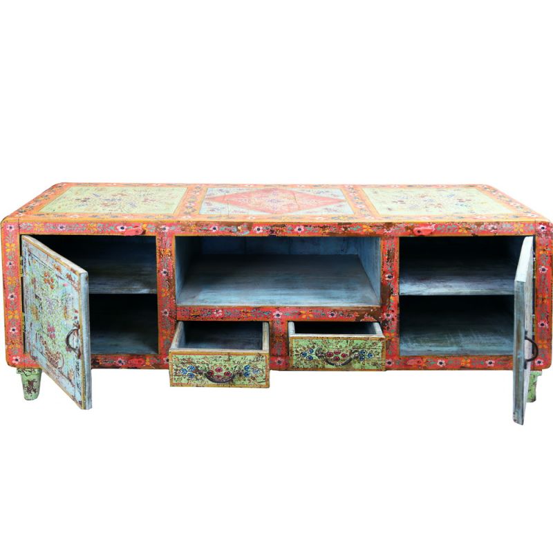 Hand painted cabinet, 2 doors, 2 drawers 150x46x61cm