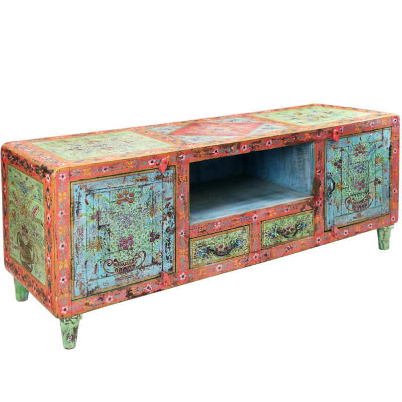 Hand painted cabinet, 2 doors, 2 drawers 150x46x61cm