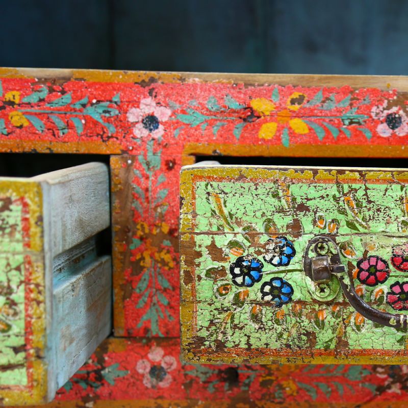 Hand painted cabinet, 2 doors, 2 drawers 150x46x61cm