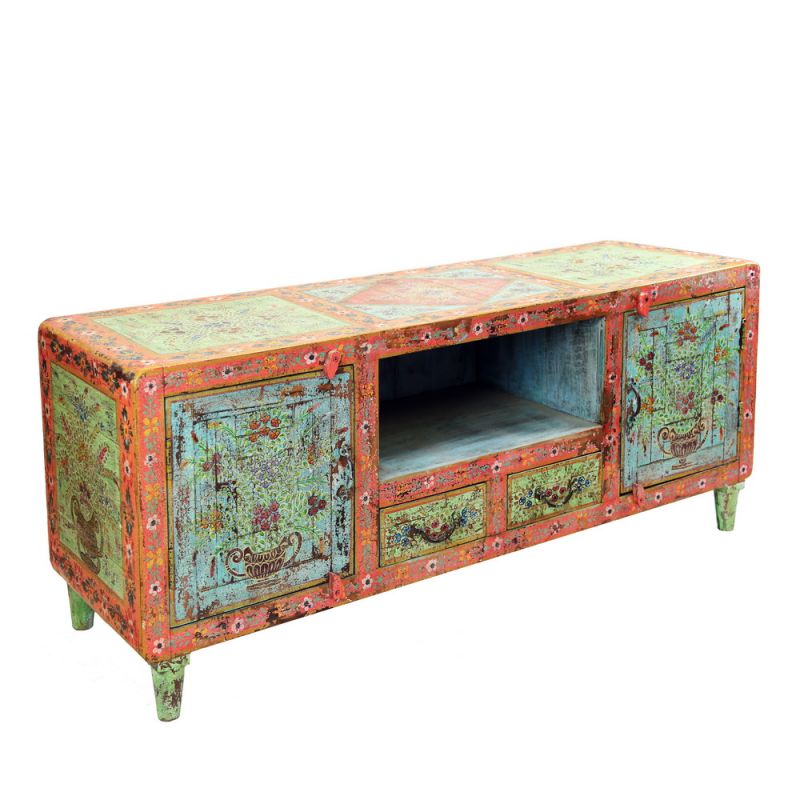 Hand painted cabinet, 2 doors, 2 drawers 150x46x61cm