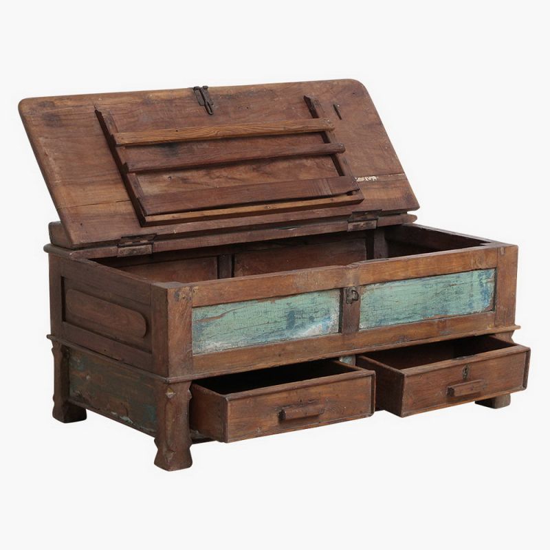 Teak jewellery desk with top 