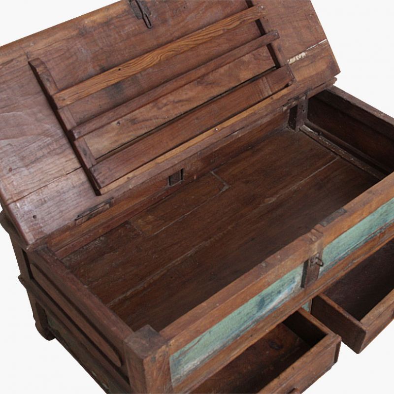 Teak jewellery desk with top 