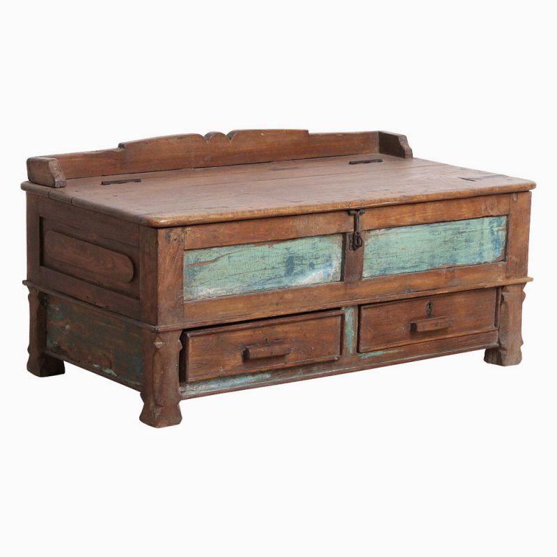 Teak jewellery desk with top 