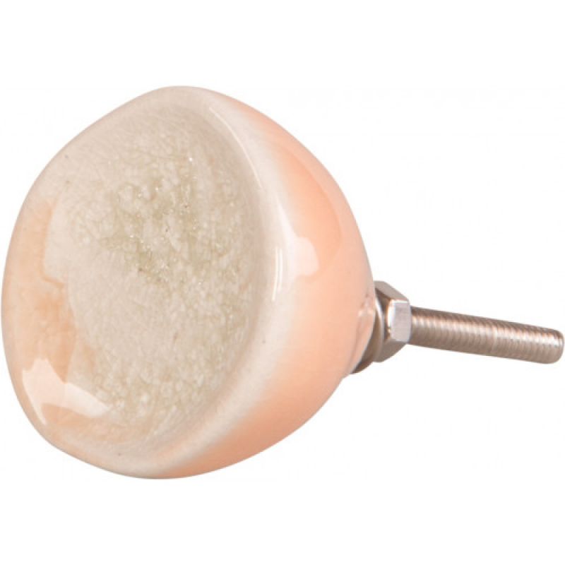 Natural/peach ceramic door knob with crackle glaze