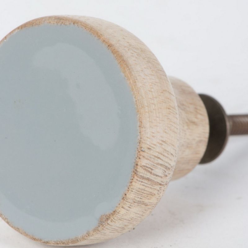 Denim blue wood & enamel door knob