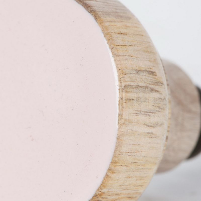 Πόμολο ξύλο με σμάλτο ροζ Διάμ.4εκ.