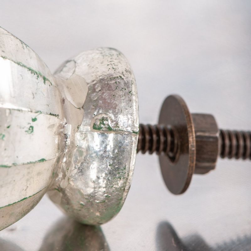 Antiqued silver faceted glass door knob 