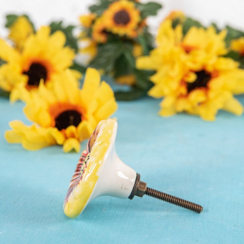Sun flower ceramic door knob 