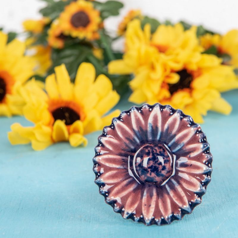 Aster flower ceramic door knob 