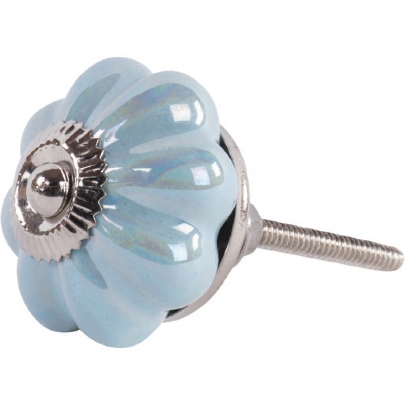 Aqua pearlescent flower door knob 