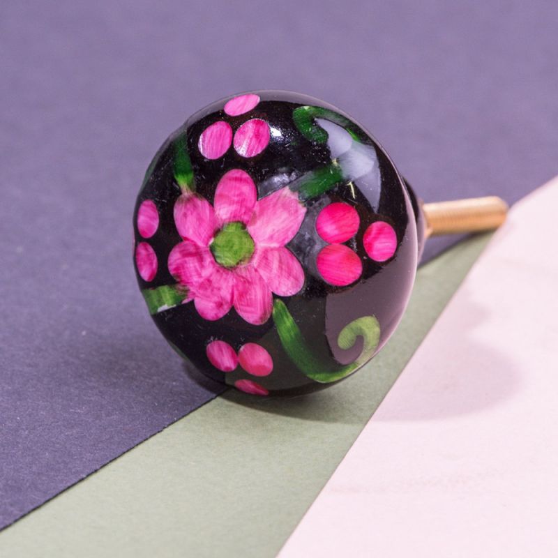 Black and pink hand painted door knob