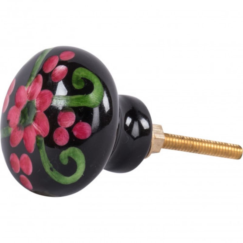 Black and pink hand painted door knob