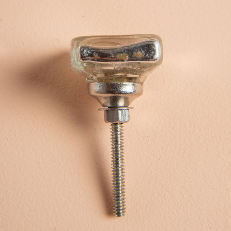Antiqued silver glass door knob D:6cm