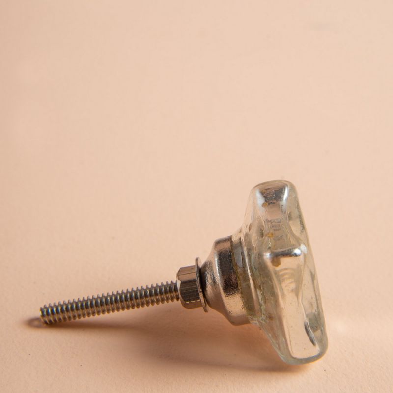 Antiqued silver glass door knob D:6cm