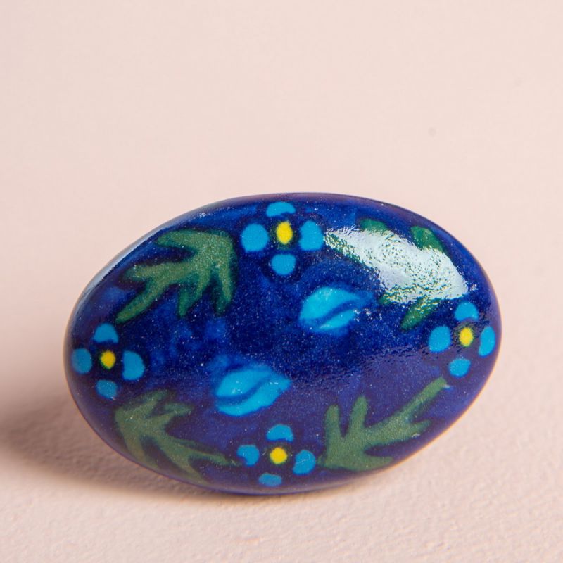 Jaipur blue ceramic door knob 6.5cm