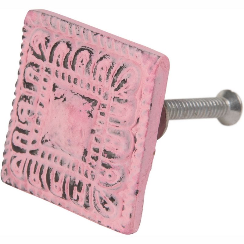 Pale pink square iron door knob D:5cm