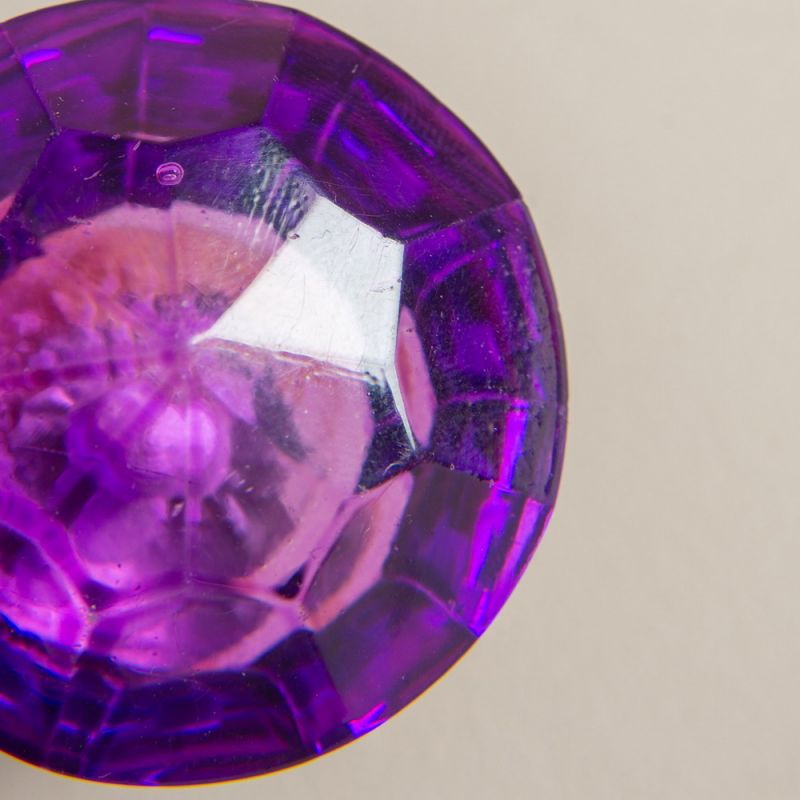 Purple faceted glass door knob Dia:4cm