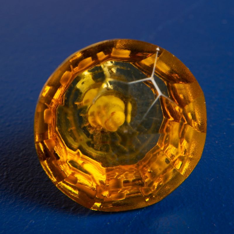 Yellow faceted glass door knob Dia:4cm