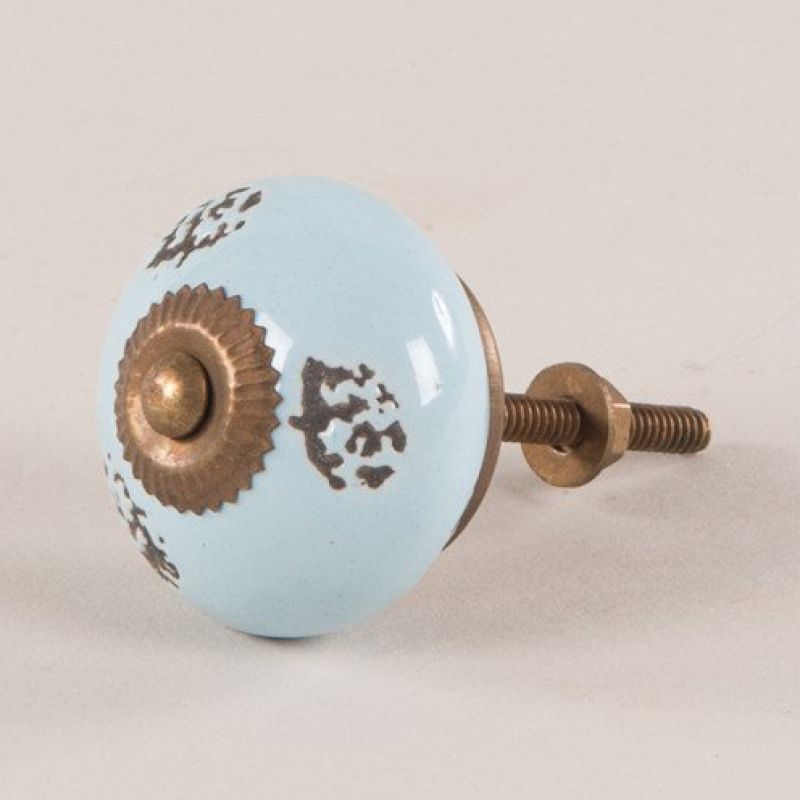 Ceramic drower knob light blu