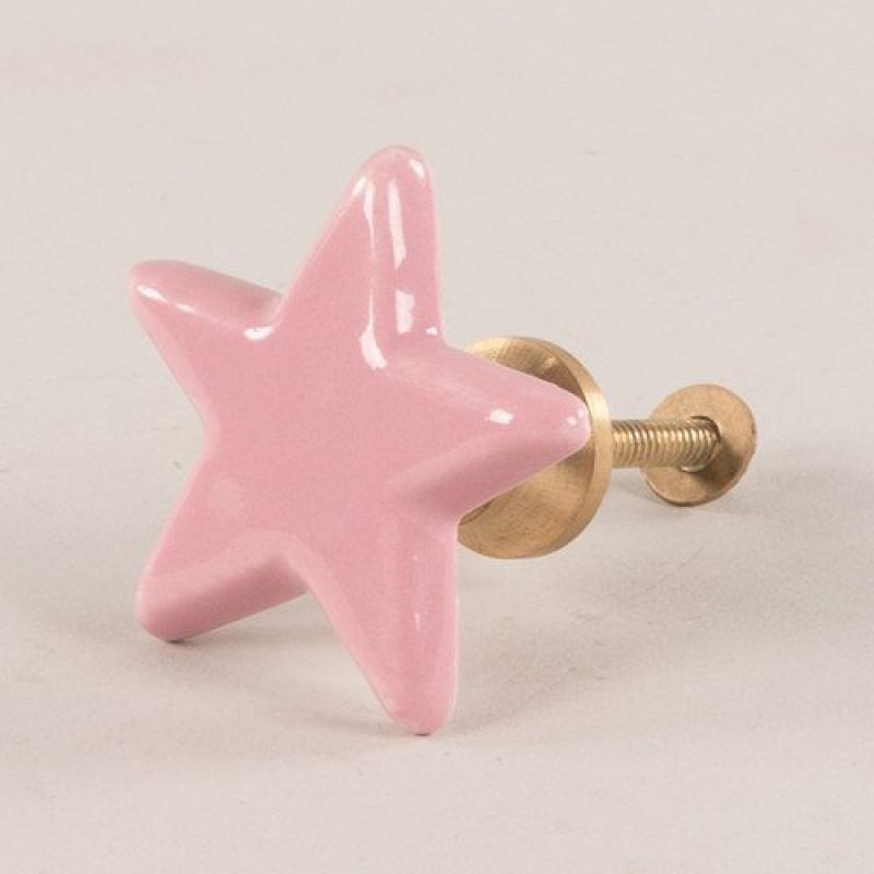 Pink ceramic star door knob
