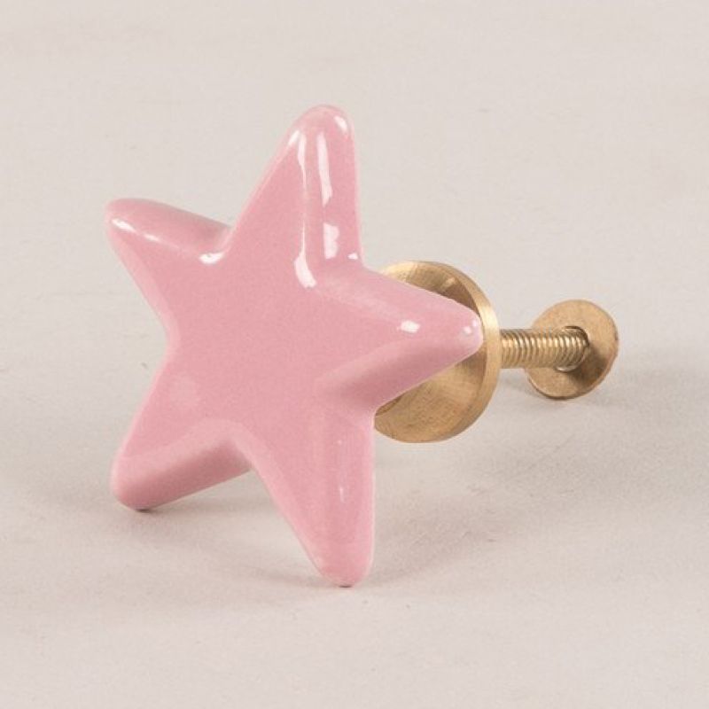 Pink ceramic star door knob