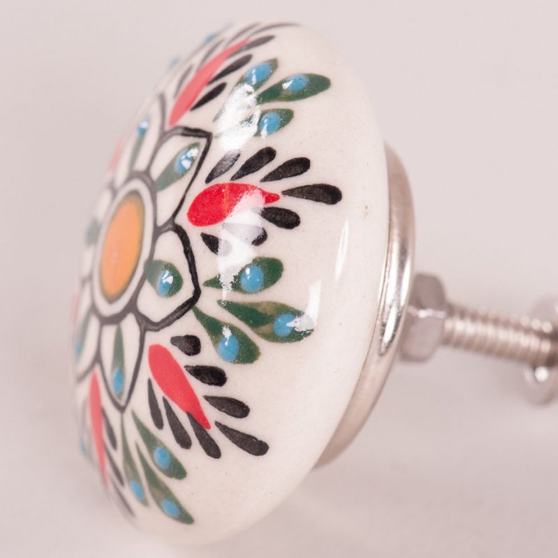 Textured ceramic door knob multi/white