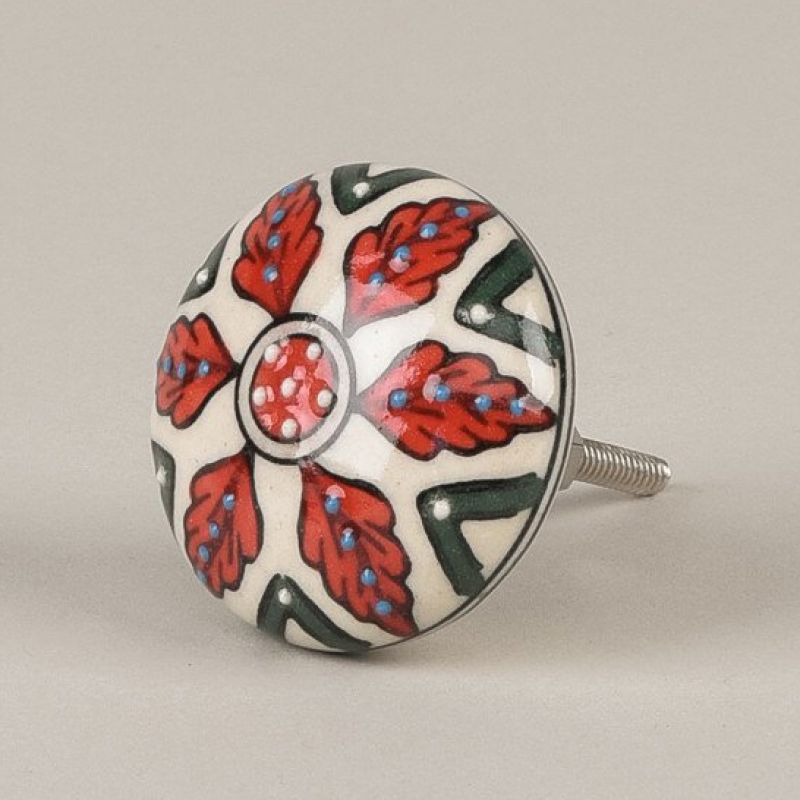 Πόμολο κεραμικό κόκκ./λευκό 5εκ.