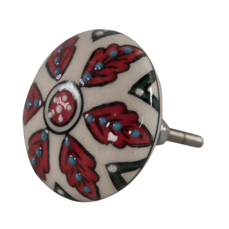 Πόμολο κεραμικό κόκκ./λευκό 5εκ.