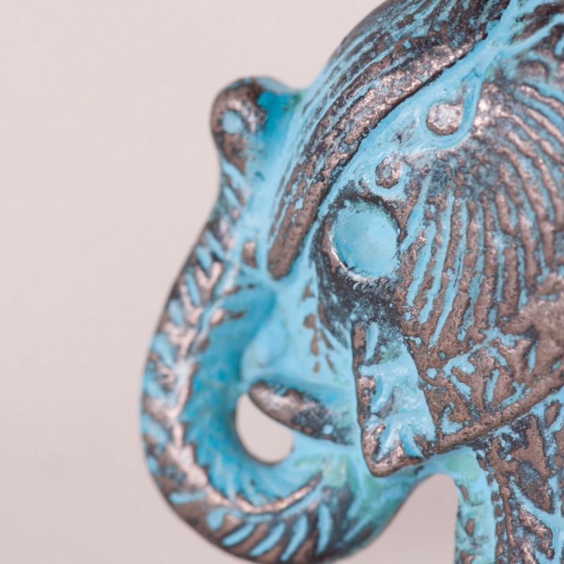 Elephant metal door knob turquoise 