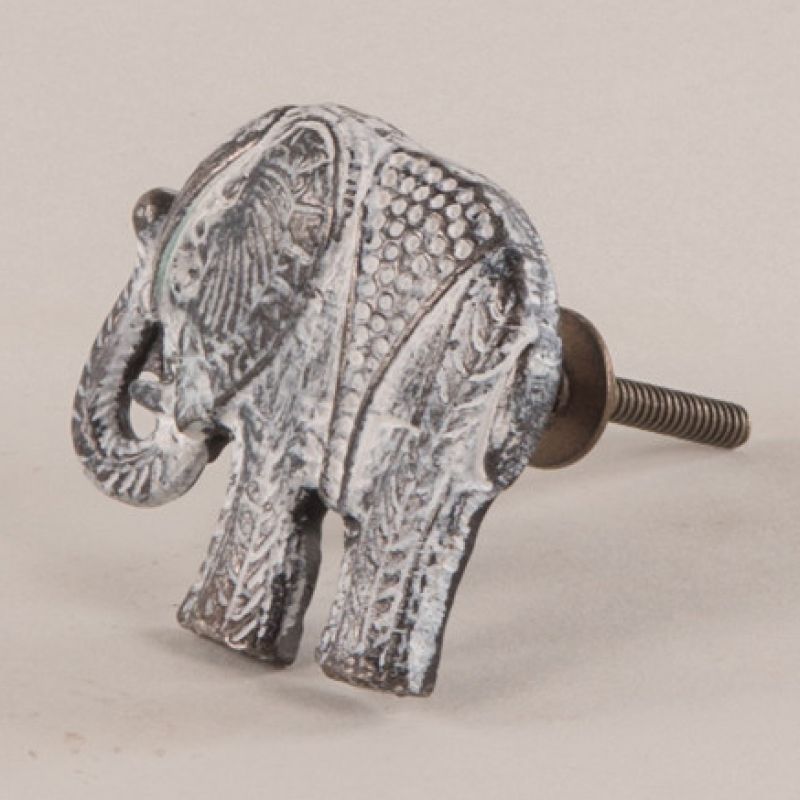 Elephant metal door knob white 