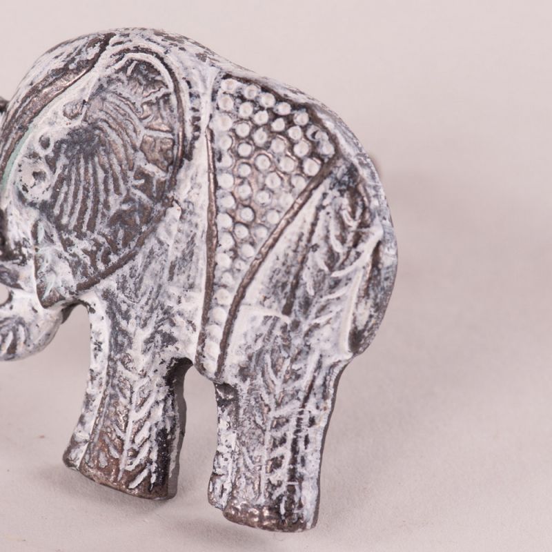 Elephant metal door knob white 