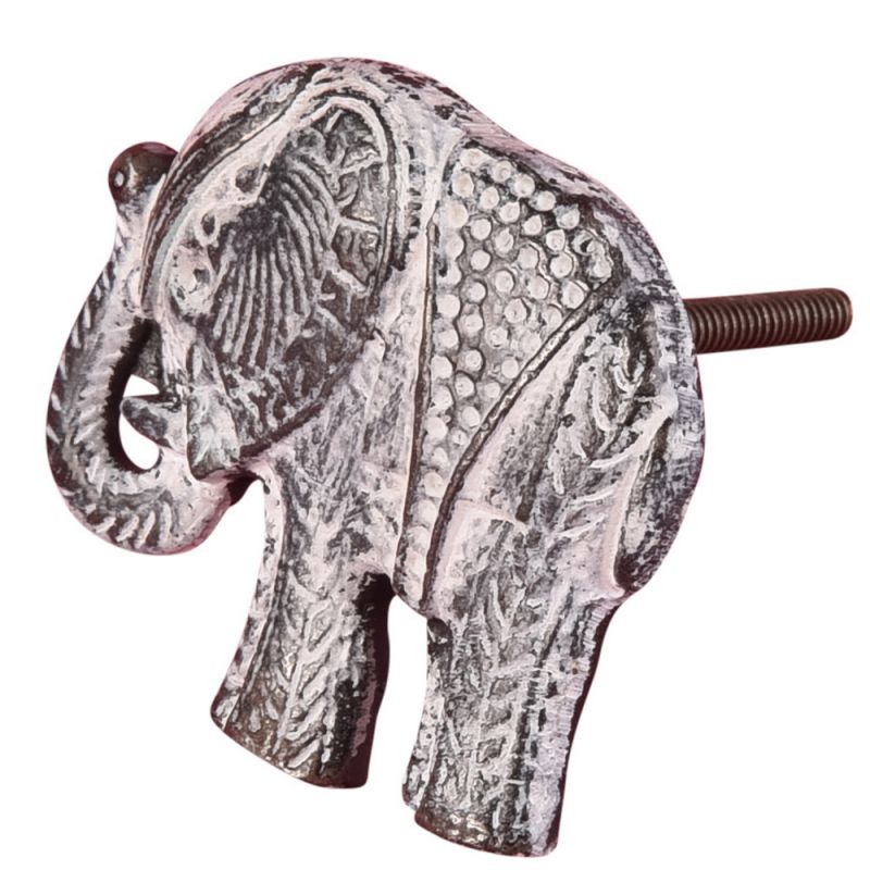 Elephant metal door knob white 