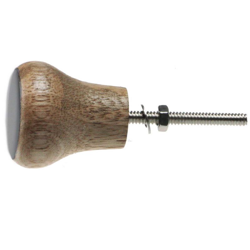 Grey wood & enamel door knob