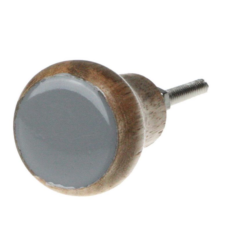 Grey wood & enamel door knob