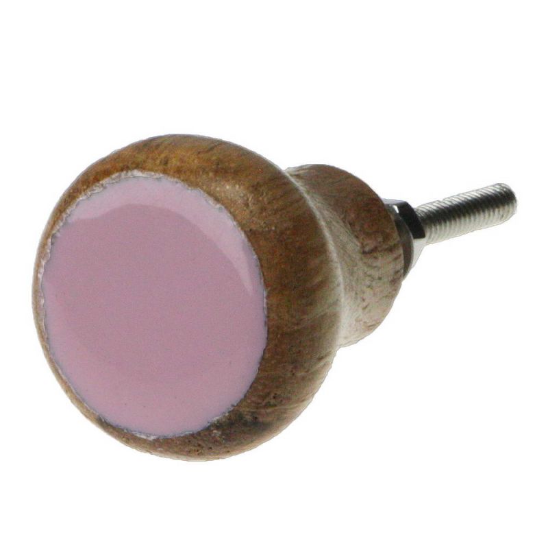 Pink wood & enamel door knob