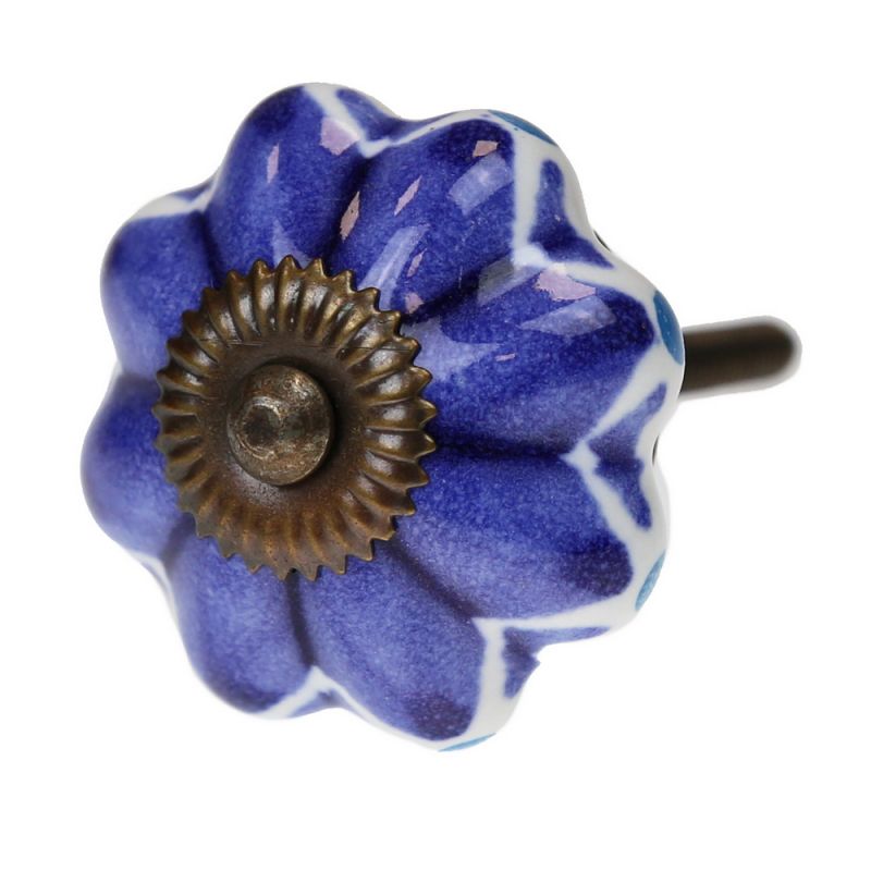 Knob ceramic blue star 4cm