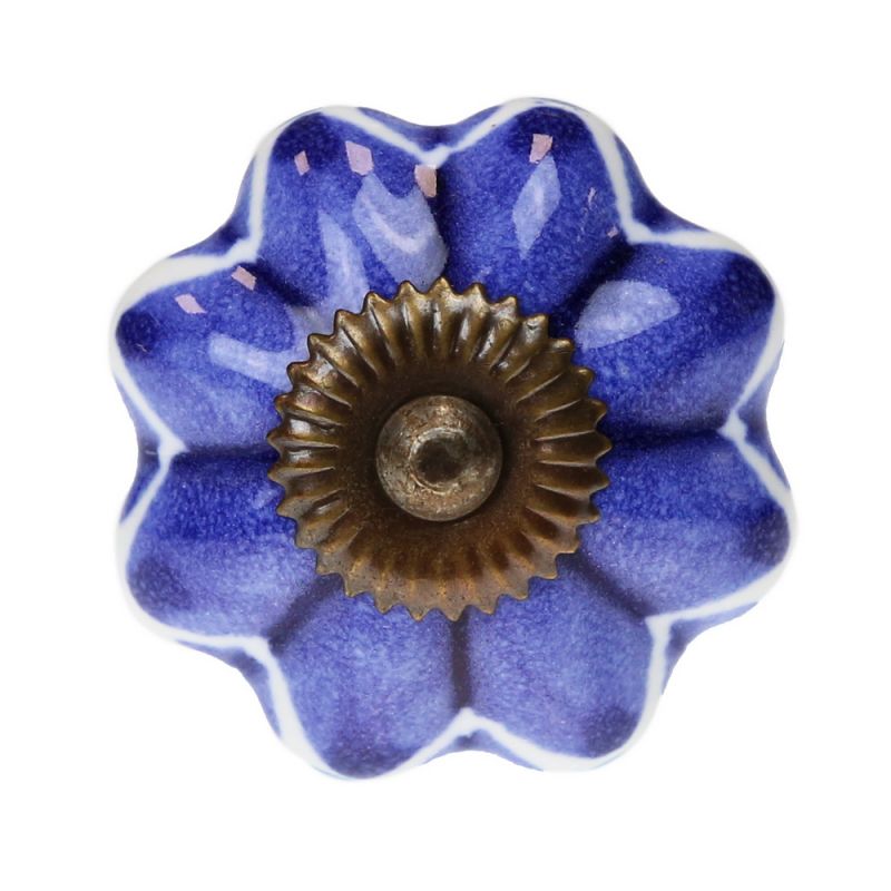 Knob ceramic blue star 4cm