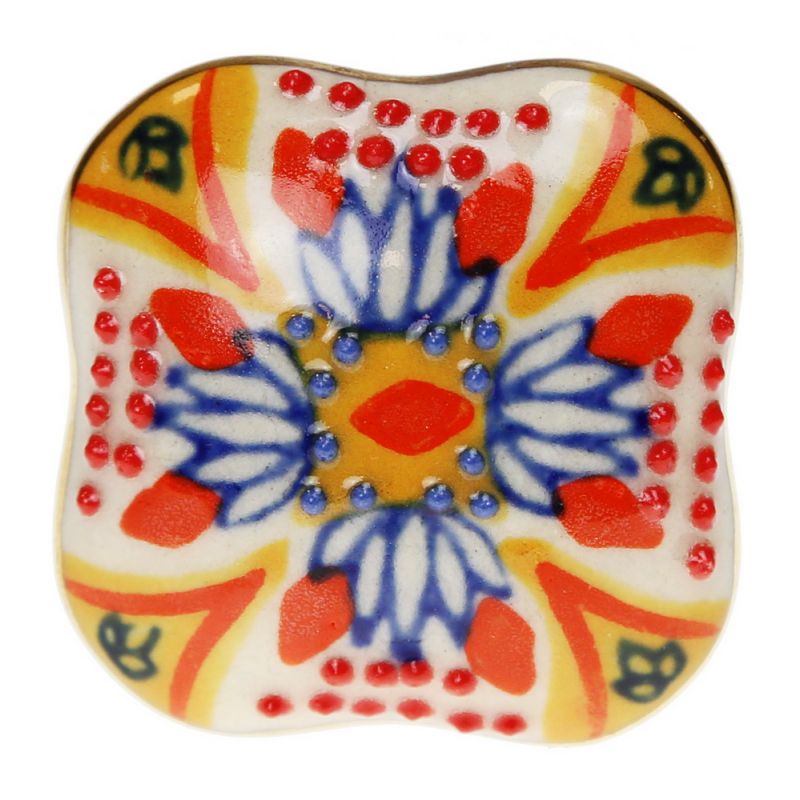 Knob Square Floral ceramic 4cm