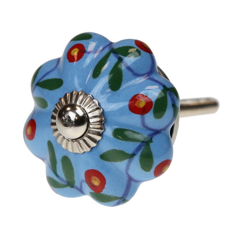 Knob ceramic light blue 4cm